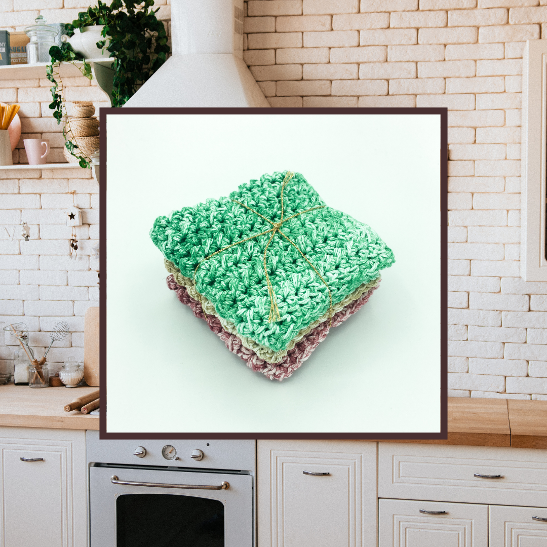 Crocheted Dishcloth Set - Stonewashed Trio