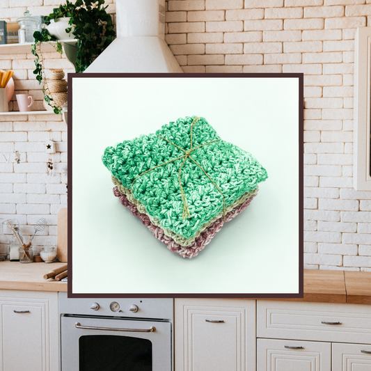 Crocheted Dishcloth Set - Stonewashed Trio