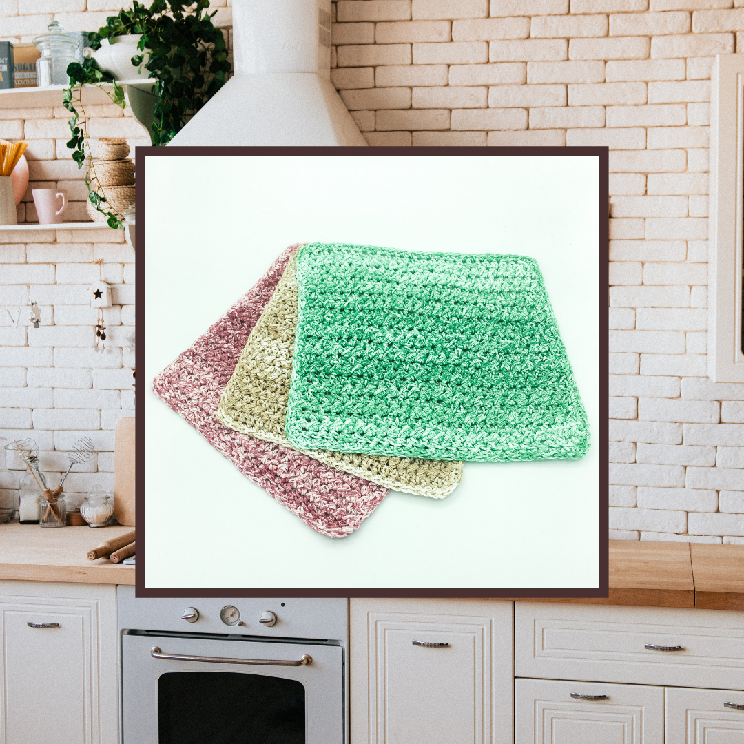 Crocheted Dishcloth Set - Stonewashed Trio