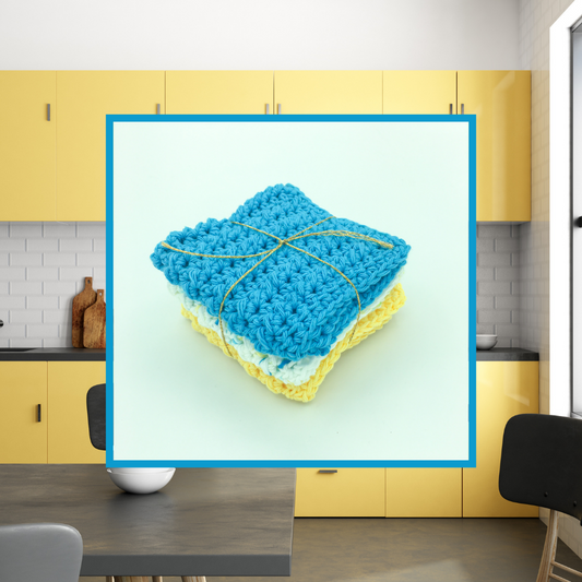 Crocheted Dishcloth Set - Beach Sunrise