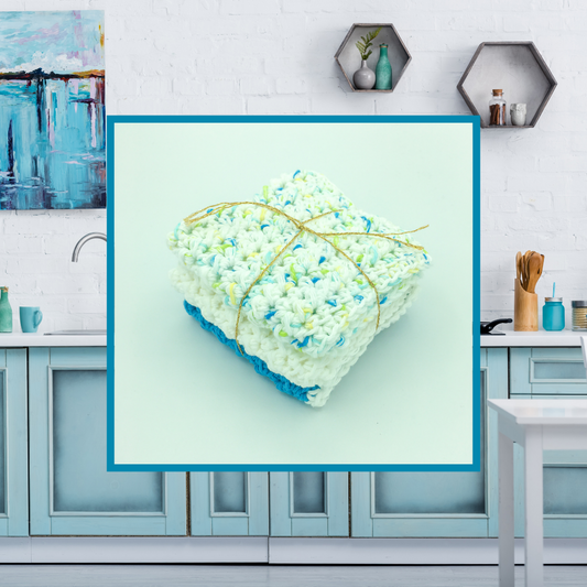 Crocheted Dishcloth Set - Aqua Gemstone