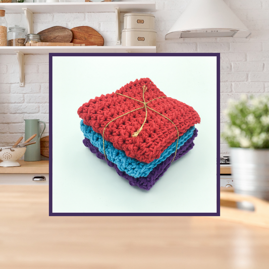 Crocheted Dishcloth Set - Berry Delight