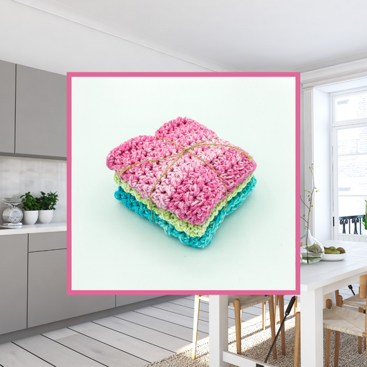 Crocheted Dishcloth Set - Pastel Stonewash