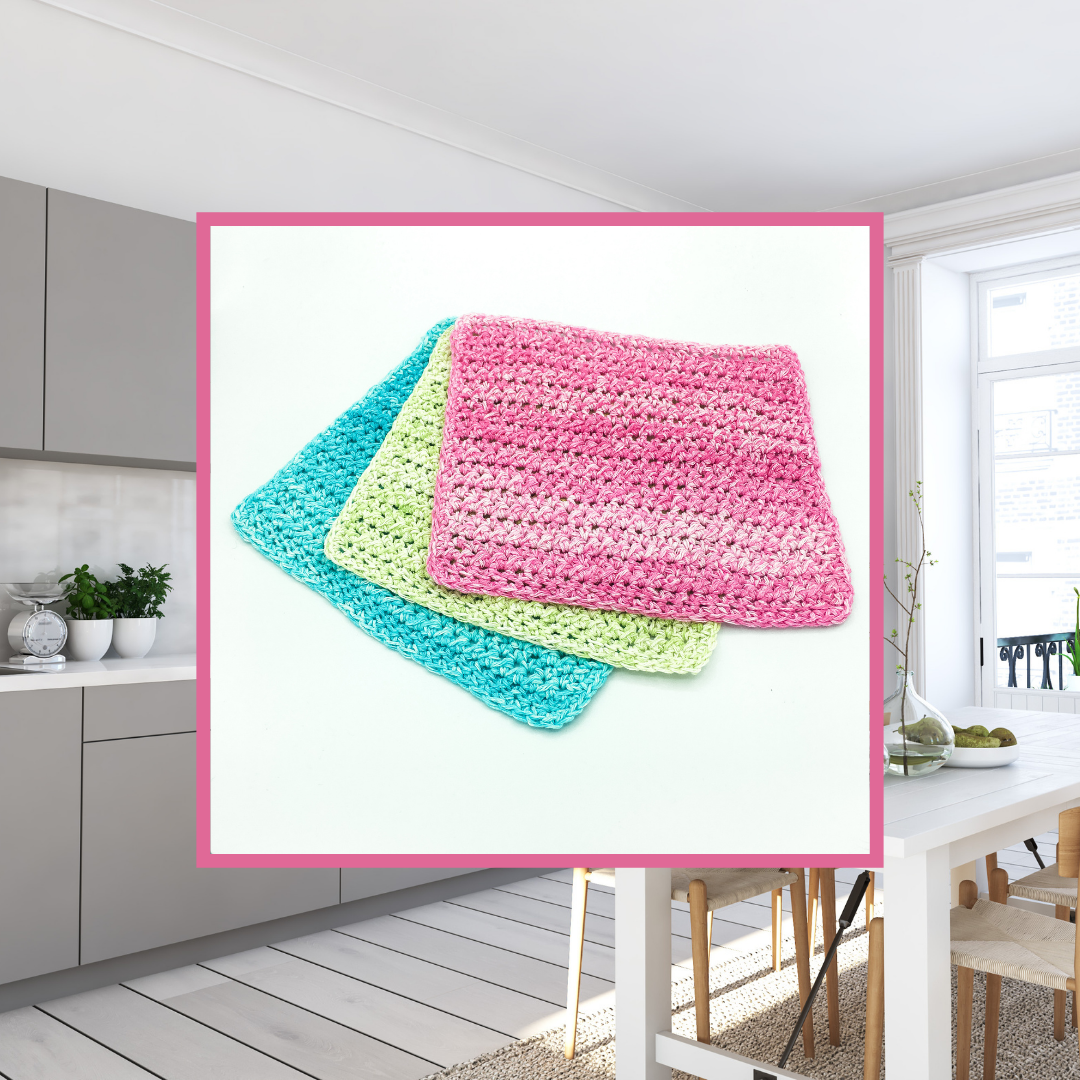 Crocheted Dishcloth Set - Pastel Stonewash