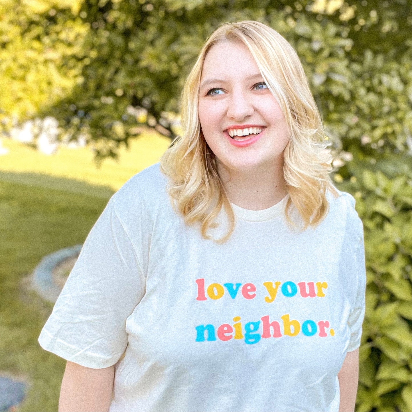 Love Your Neighbor Tee - Cream (M, XL)