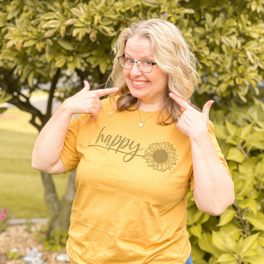 Happy Tee - Mustard Yellow (M, L)