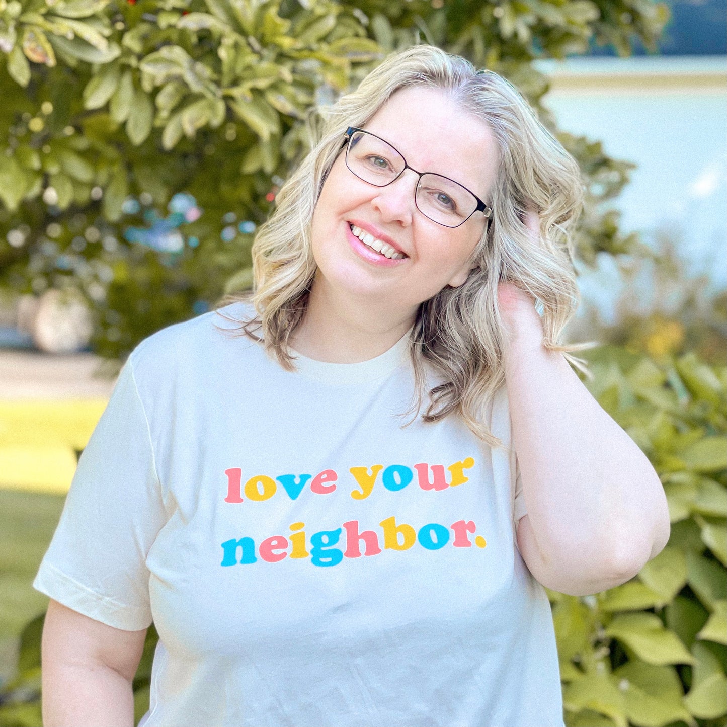 Love Your Neighbor Tee - Cream (M, XL)