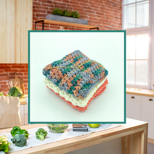 Crocheted Dishcloth Set - Tiger Lily