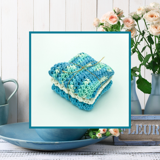 Crocheted Dishcloth Set - Blueberry