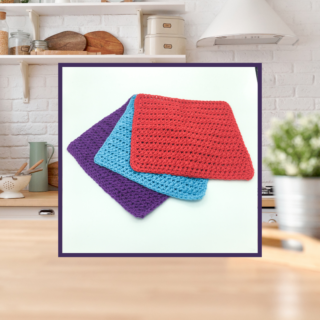 Crocheted Dishcloth Set - Berry Delight