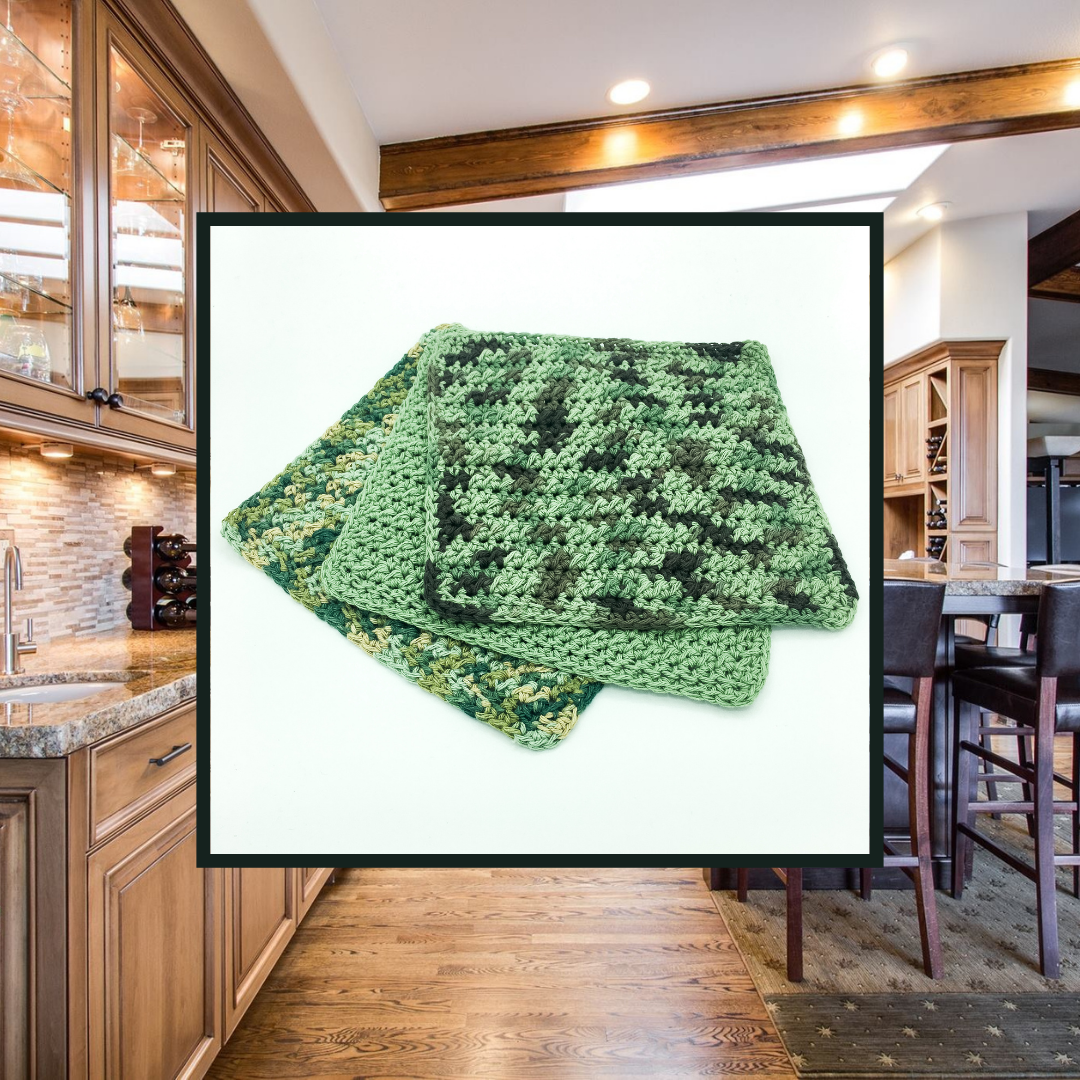 Crocheted Dishcloth Set - Camo