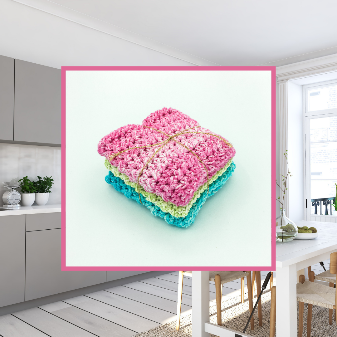 Crocheted Dishcloth Set - Pastel Stonewash