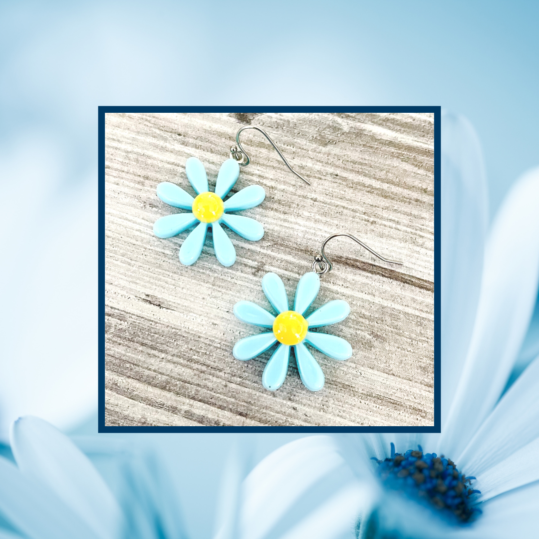 The Daisy Drop Earrings - White, Blue & Red